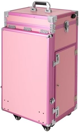 Professional Cosmetic Trolley Storage Organizer, Foldable Nail Tables w/ 4 Drawers Mirror&Speaker for Hair Stylists Pet Groomers Makeup Artists Technician Workstation Salon