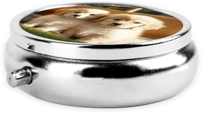 Pill Box 3 Compartment Medicine Pill Case for Pocket or Purse Mini Metal Pillcase Cute Dog Pill Holder Vitamin Organizer Portable Travel Pills Container to Hold Supplements Vitamins