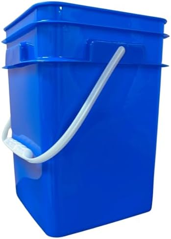 House Naturals 4 Gallon Square Food Grade Plastic Bucket with Lid, Made in USA (Pack of 2) BPA Free (Blue)
