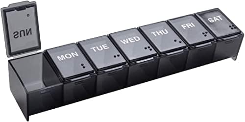 Ezy Dose Weekly (7-Day) Pill Organizer, X-Large Medicine Planner, Black