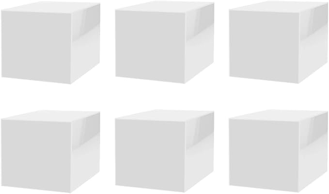 6 Pack Food Riser for Buffet Table White Acrylic Square Box 9" Display Stand Hollow Bottom No Lid for Catering and Events No Assembly by Marketing Holders