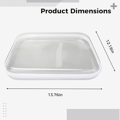Clear Storage Box, 13.8 X 12.2 X 2 In, Pet Hard Plastic Organizer, Stackable With Zipper And Label Stickers, For Playthings, Cosmetics, Toiletries