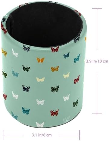 Faux Leather Pen Holder for Desk, Pencil Organizer Butterfly Pen Cup Desk Decor Makeup Brush Holder Storage for Office Home
