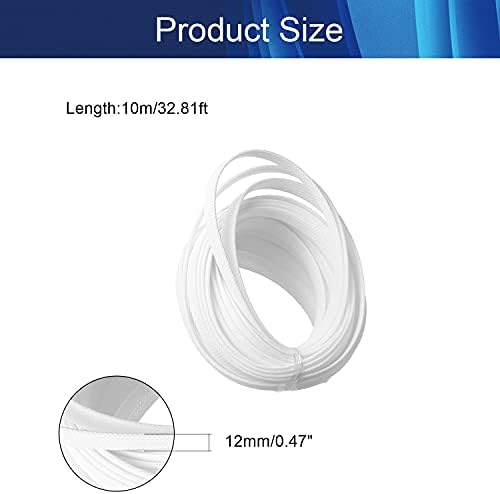 Jutagoss PET Expandable Braided Cable Sleeve, 32.8ft - 1/2 inch White Cable Management Sleeve, Wire Loom Tube Cord Protector for USB Cable, Power Cord, Audio Video and More, 1Pc
