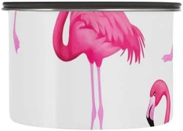 Pink Flamingos Coffee Canister with Lid Airtight Food Storage Containers 17OZ Stainless Steel Canisters Kitchen Food Organizer for Beans, Cereal, Pasta, Flour, Sugar, Snacks