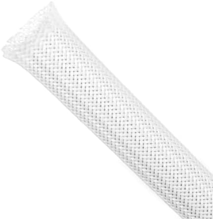 Braided Sleeving, PET Expandable Cable Sleeve, Mesh Cable Management for TV, Computer, Home Theater, Flexible Cord Protectors from Pets No Chew (White, 1/4" x 25ft)