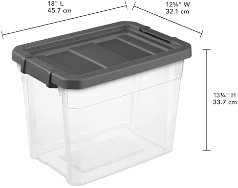 Sterilite Modular Stacker Box with Latching Lid, 30 Quart, 6-Pack | Clear Plastic Storage Bins - Stackable Organizing Container Boxes for Closet, Bathroom, and Office
