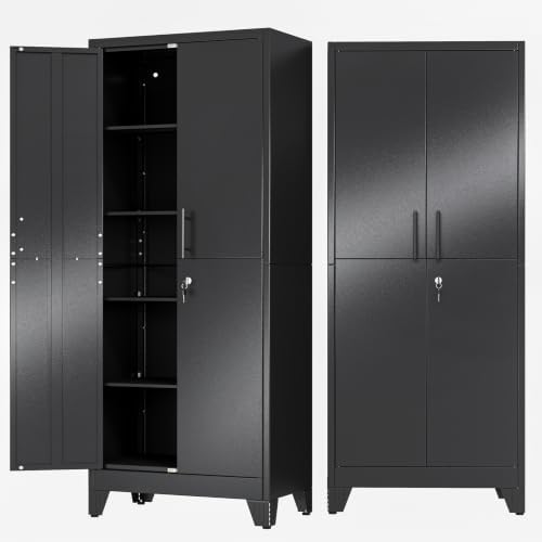 71" Metal Garage Storage Cabinet with Locking Doors and Shelves