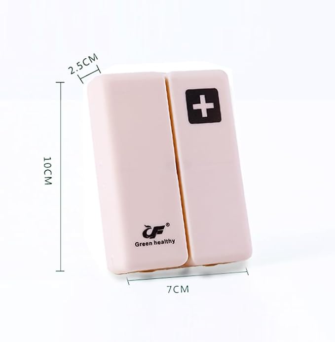Magnetic Foldable Pill Case, Daily Pill Box Organizer Easy to Open | BPA Free, 7-Day Portable Weekly Vitamin Dispenser Reminder for Medicine, Fish Oil, Supplements, Capsule, DHA, Beige White