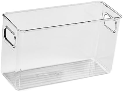 Rengue Phone Case Storage Box Clear PET Desk Organizer 26x10x15cm Transparent Holder for Phone Cases and Stationery Portable Storage for Office Study Desk Cabinet