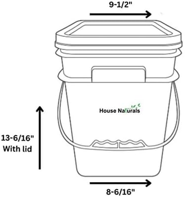 House Naturals 4 Gallon Square Food Grade Plastic Bucket with Lid, Made in USA (Pack of 2) BPA Free (Magenta)