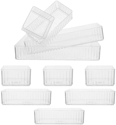 10pcs Drawer Organizer Trays Set with 4 Sizes, Stackable Pet Plastic Storage Bins with Removable Dividers and Raised Edges, for Kitchen Gadgets and Makeup Drawer Organization