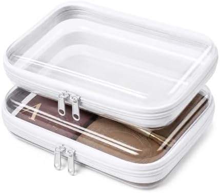 2 Pack Clear Hard Shell Zipper Case Diaper Organizer | 1.0mm Hard Shell, Upgraded Large Zipper Pulls, Clear Travel Pouches, Smooth Zipper Closure, Holds Shape