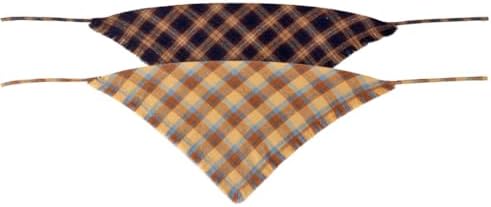 Fall Dog Bandana Autumn Thanksgiving Plaid Reversible Triangle Bibs Scarf