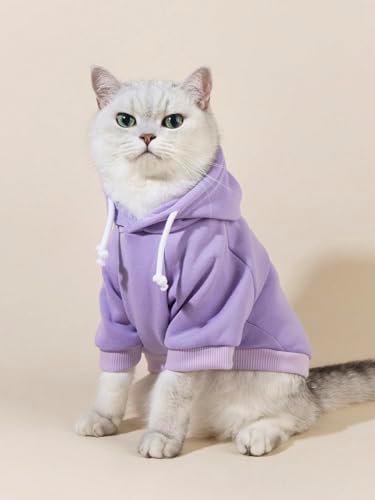 QWINEE Basic Dog Hoodie Sweatshirt Puppy Sweater Warm Cat Costumes Pet Clothes for Chihuahua Puppy Kitten Small Medium Dogs Mauve Purple X-Small