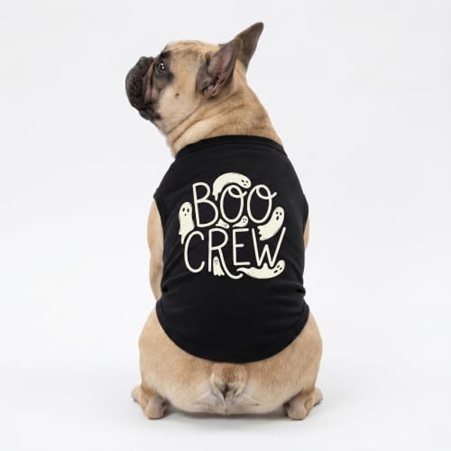 Fitwarm Boo Crew Halloween Dog Shirt, Spooky Costumes for Small Dogs Boy Girl, Funny Pet Outfit, Black, White, Large