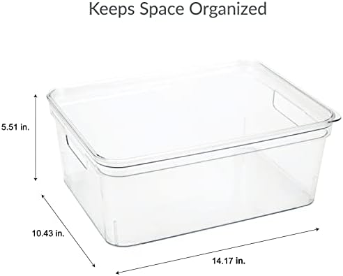 Simplify Medium Lidded Storage Bin, Plastic Tote with Handles, Closet, Bedroom, Bathroom, Kitchen, Organization, Clothes, Toys, Accessories, Super Clear