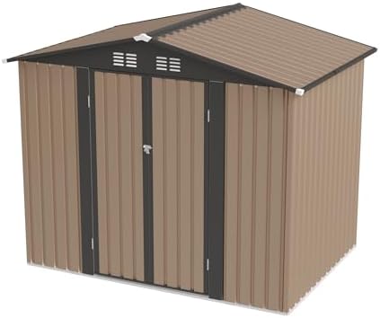 7.4FT x 5.3FT Storage Garden shed with Apex Roof for Patio Backyard use Galvanized Steel Tool Sheds Storage House