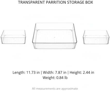 3.78 x 3.78 x 2.44 Inch Transparent PET Partition Storage Box, Drawer Organizer Bin for Office Supplies and Small Items
