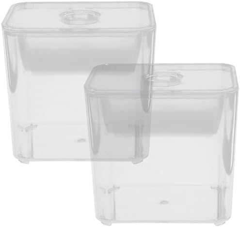 Happyyami 2pcs Cotton Swab Storage Box with Flat Lid Design, Stackable Pet Makeup Organizer for Home and Office, Sturdy Cotton Pads and Toothpick Holder
