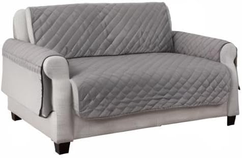 Furhaven Water-Resistant & Reversible Loveseat Cover Protector for Dogs, Cats, & Children - Two-Tone Pinsonic Quilted Living Room Furniture Cover - Gray/Mist, Loveseat
