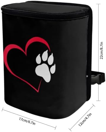 Cute Love Paw Car Trash Can with Lid Car Garbage Can Car Waste Basket, Leak-Proof Car Trash Bin, Car Trash Hanging Car Accessories Interior Car Organizer Bag
