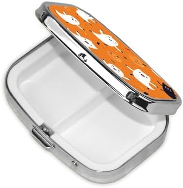 Pill Box 2 Compartment Medicine Pill Case for Pocket or Purse Mini Metal Pill Holder Cute Halloween Pattern Pill Case Vitamin Organizer Portable Travel Pill Container to Hold Supplements Vitamins