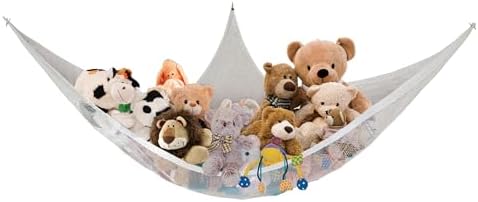 Dreambaby Super Corner Toy Hammock Net Organizer - with Stuffed Animal Toy Chain Hanger - 6ft Long - Holds up to 10lbs Maximum Weight - White - Model F605