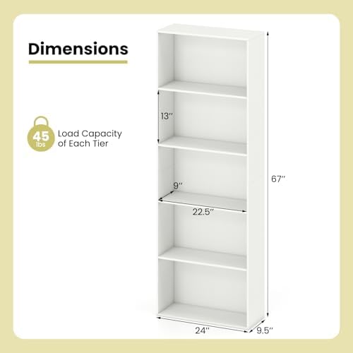 Giantex 5-Tier Bookshelves Set of 2, Freestanding Bookcase with 5 Open Shelf, Modern Display Shelf, Storage Organizer for Living Room Bedroom Home Office