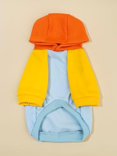 QWINEE Basic Dog Hoodie Sweatshirt Puppy Sweater Warm Cat Costumes Pet Clothes for Chihuahua Puppy Kitten Small Medium Dogs Orange and Blue Small
