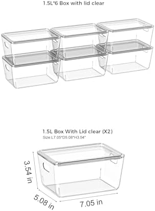 12 Pack White Storage Bins with Lids, PET Plastic Pantry Organizers and Storage, Small Storage Bins for Kitchen, Fridge, Bathroom, Office