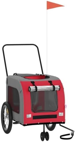 Pet Bike Trailer for Small Dogs, Foldable Bicycle Cargo Trailer with Quick-Release Wheels and Safety Flag, Orange and Gray