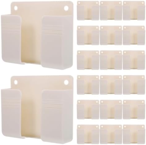 20pcs White Wall Mounted Phone Charging Bracket Self Adhesive Plastic | Charging Hole, No Drill Setup, Office Wall Use, Space Saving Organization, Minimalist Modern Clean Style