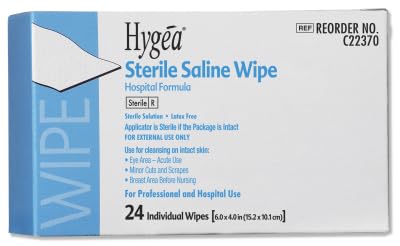 Hygea C22370 Sterile Saline Wipe, 6" x 4", 24/bx