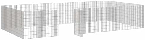 Large Galvanized Iron Animal Enclosure 31.5 x 170.1 x 85 in Silver, Expandable Outdoor Pet Cage for Rabbits Guinea Pigs, Weather-Resistant Playpen for Indoor Backyard