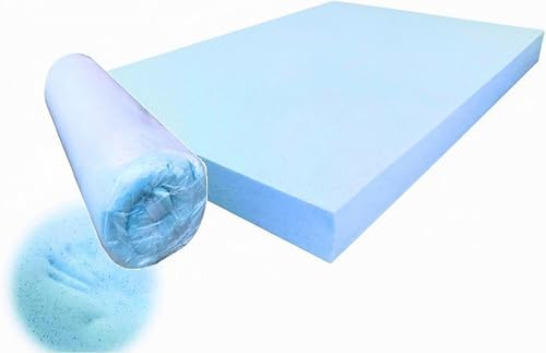 Pet Dog Bed Blue Cooling Gel Infused High Density Solid Memory Foam Pad (47x29x4 inches)