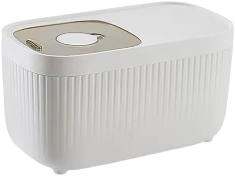 Airtight Rice Storage Container, Dry Food Dispenser with Transparent Sealed Lid for Kitchen Pantry Organization for Storing Rice, Cereal, Flour, Pet Food and Other Dry Ingredients (White, M)