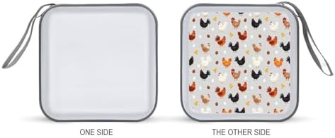 Protective 40-Disc CD/DVD Wallet Chicken Printed, Hard Plastic Storage Binder with Handle, Portable Organizer for Car Office Travel