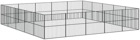 Large Outdoor Dog Playpen 20 Panels Heavy-Duty Galvanized Steel Pet Exercise Pen Metal Kennel for Garden Patio Black