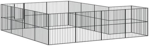 Large Galvanized Steel Dog Playpen for Pets, Heavy Duty Exercise Kennel for Indoor and Outdoor Use, 16-Panel Foldable Enclosure for Dogs and Small Animals, Black