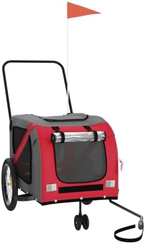 Pet Bike Trailer for Small Dogs, Foldable Bicycle Cargo Trailer with Suspension, Weather-Resistant Oxford Fabric and Iron Frame, Orange and Gray
