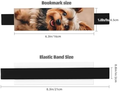Cute Pet Yorkie Leather Pen Holder Bookmark with Elastic Band, PVC Notebook Pen Sleeve Case, Portable Pencil Pouch Bookmark