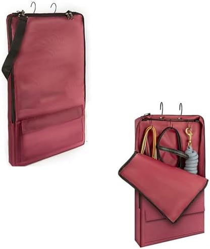 kowaku Bridle Bag,with 3 Prong Tack Rack Spacious Organizer Horse Tack Carry Bag, Horse Bridle Bag, for Harness, Bits, Headstalls, red