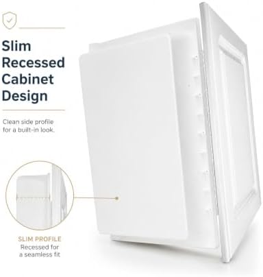 16” x 22” White Recessed Medicine Cabinet | Bathroom Storage Cabinet with Adjustable Shelves, Rust-Proof Design with Wooden Door | Modern Beveled Edge Wall Mounted Medicine Cabinets