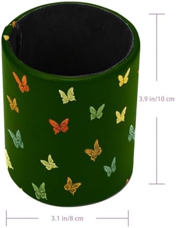 Faux Leather Pen Holder for Desk, Pencil Organizer Butterfly Pen Cup Desk Decor Makeup Brush Holder Storage for Office Home
