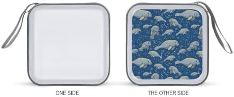 CD Case Storage Organizer Binder Grey Manatees Protective Disc Holder | DVD Wallet for Car Home Office Travel, Cute Funny Grey Manatees, Hard Plastic, Hand Strap, 40 Capacity