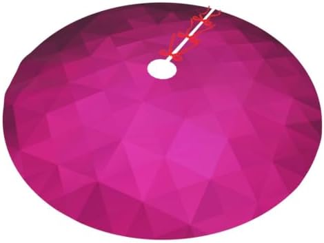 Christmas Tree Skirt, Soft Polyester Xmas Tree Skirts with Ribbon Ties, Rustic Farmhouse Holiday Party Decorations Hot Pink Abstract Background of Triangles Low Poly 48"