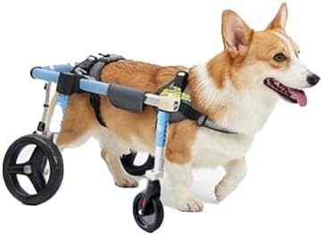Lightweight Dog Wheelchair for Back Legs Adjustable Width Length Dog Cart Lightweight Aluminum Pet Mobility Cart with Shock-Absorbing Wheels for Post Surgery Recovery Walking