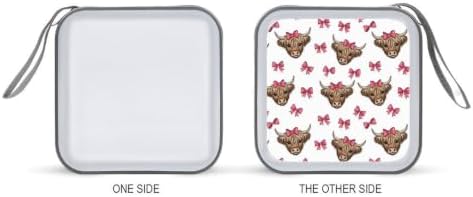 Hard Plastic DVD Storage Highland Cows CD Storage Binder Disc Wallet | 40 Capacity CD Holder Case, Scratch-Resistant, Zipper Closure for Home Office Car, Highland Cute Bow Cows