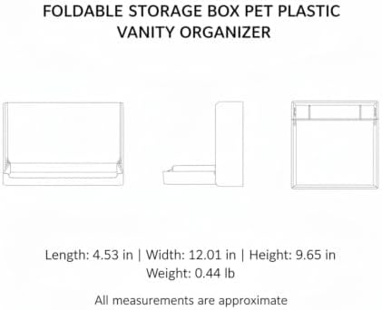 Foldable Storage Box PET Plastic Vanity Organizer for Cotton Pads and Small Essentials (1 PC)